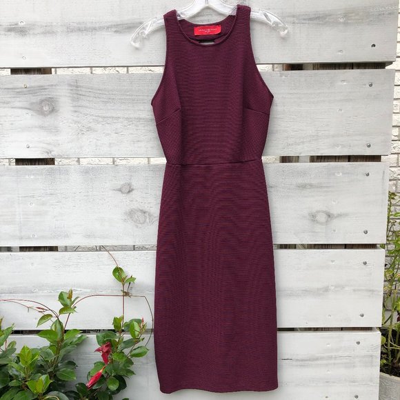 Akira Chicago Red Label Stunning Cutout Back Design - Burgundy Dress - Picture 2 of 12